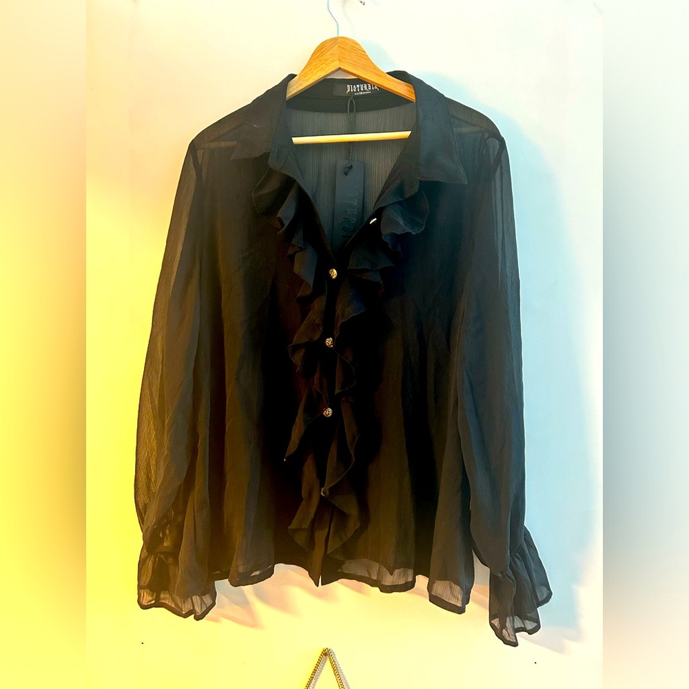 Disturbia flouncy sheer blouse